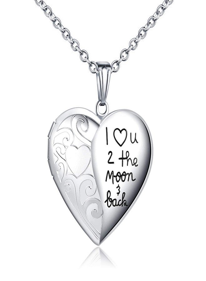 Hutou Locket Necklace That Holds Pictures I Love You to the Moon and Back Photo Memory Lockets Necklaces (I Love You to the Moon and Back) - Image 1